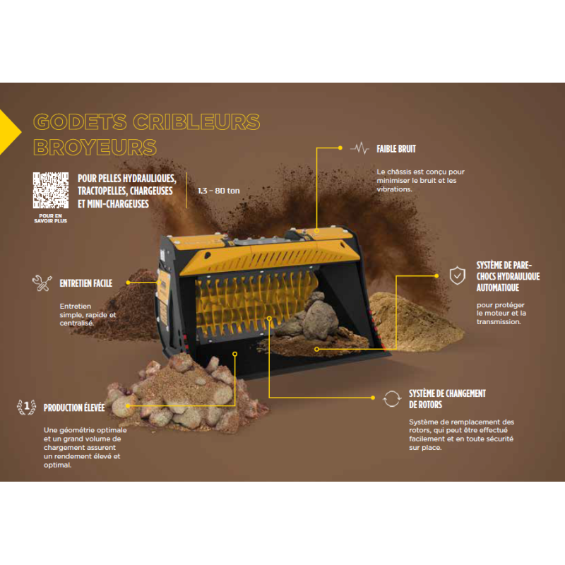 Godet cribleurs broyeur sur chargeur MB-HDS220